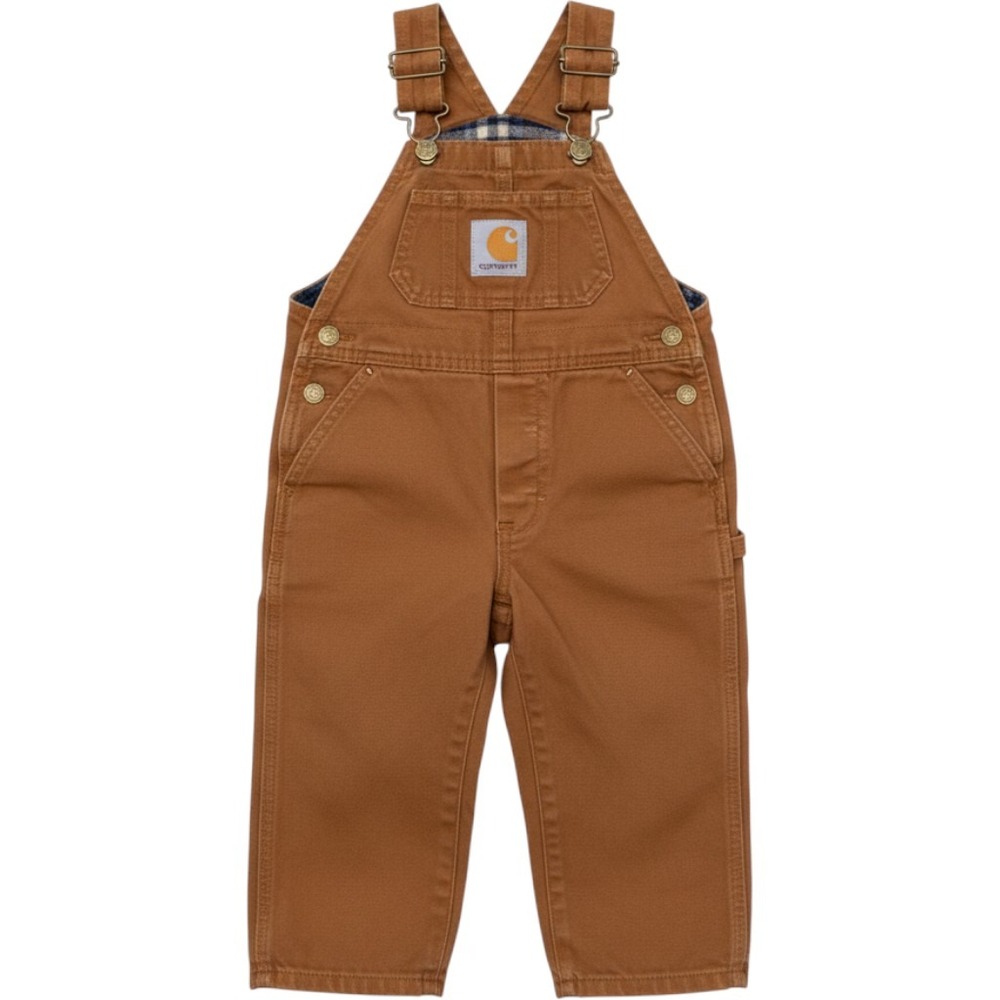 Carhartt Overalls Toddler 2T Brown Flannel Lined Duck Canvas OX8645-B